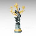 Kerzenständer Statue Rose Mutter-Sohn Kerzenständer Bronze Skulptur Tpch-054j